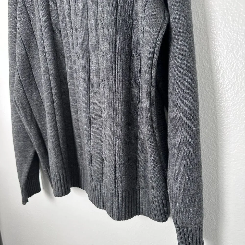 Oscar De La Renta Mens-XXL Sweater Gray Cable Knit Preppy Office Casual Workwear